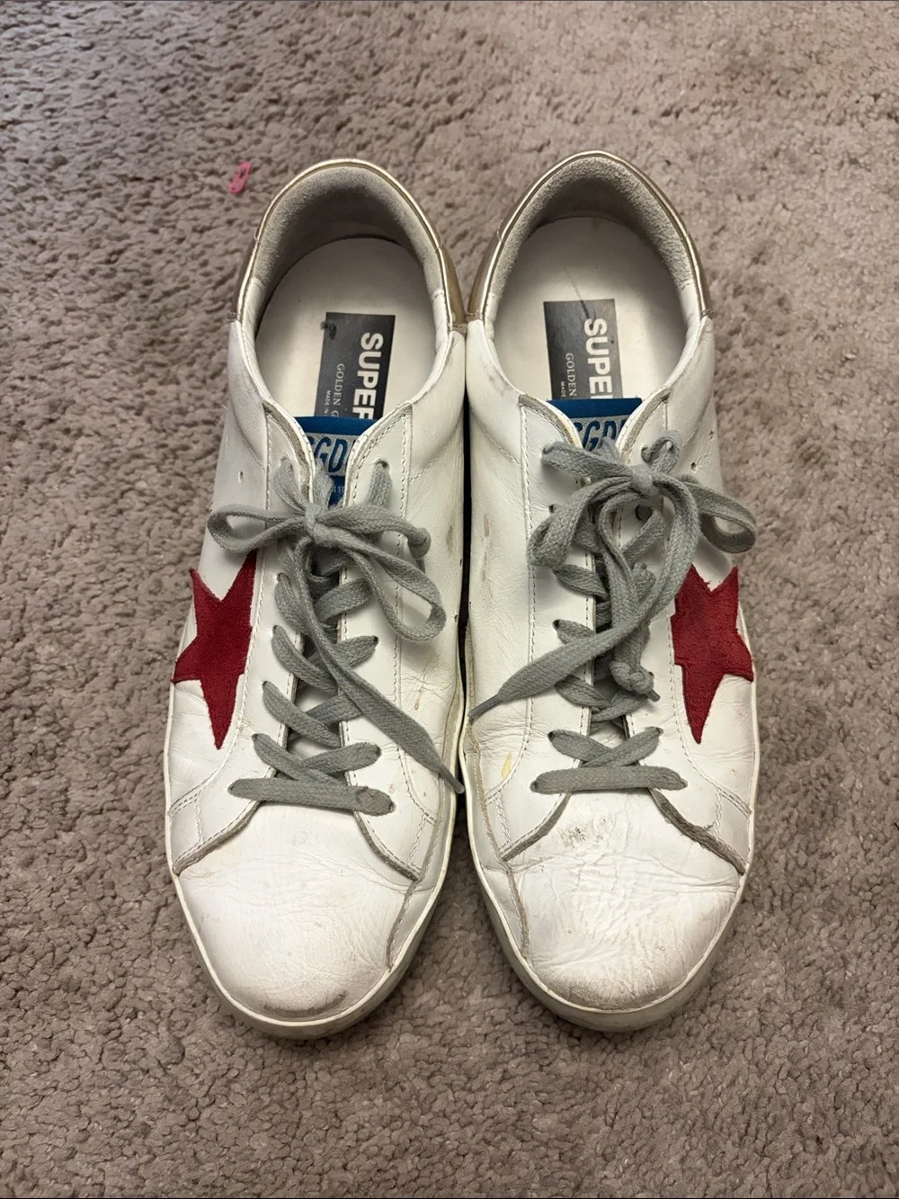 GOLDEN GOOSE MENS Superga White Low-Top Sneakers with Red Star